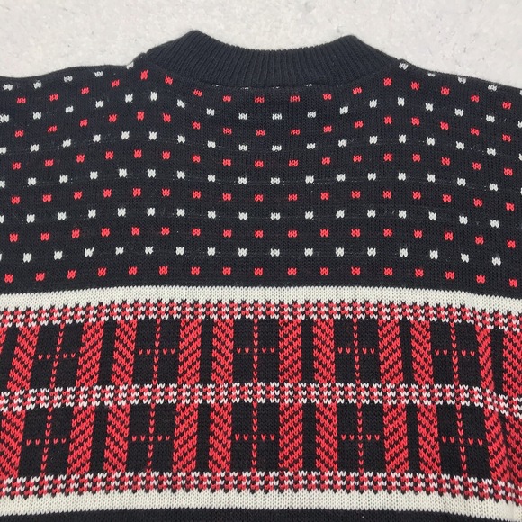 VTG AMERICAN PRIDE Sweater Men S Black Red Geometric ColorBlock 80s 90s MADE USA - Picture 12 of 16